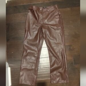 7 For All Mankind Brown Faux Leather Pants